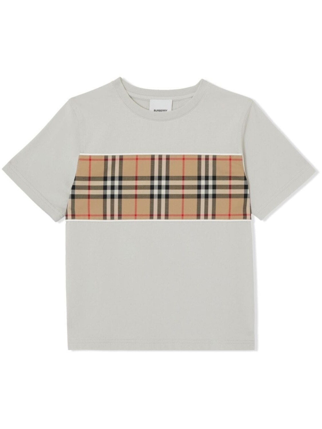 

Burberry Kids футболка с клетчатой вставкой, серый