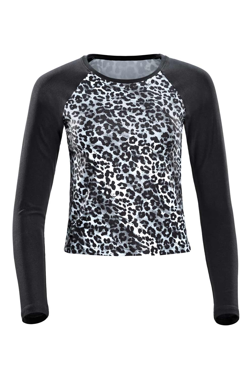 Лонгслив Winshape Functional Light and Soft Cropped Long Sleeve Top AET119LS, цвет snow leopard/black