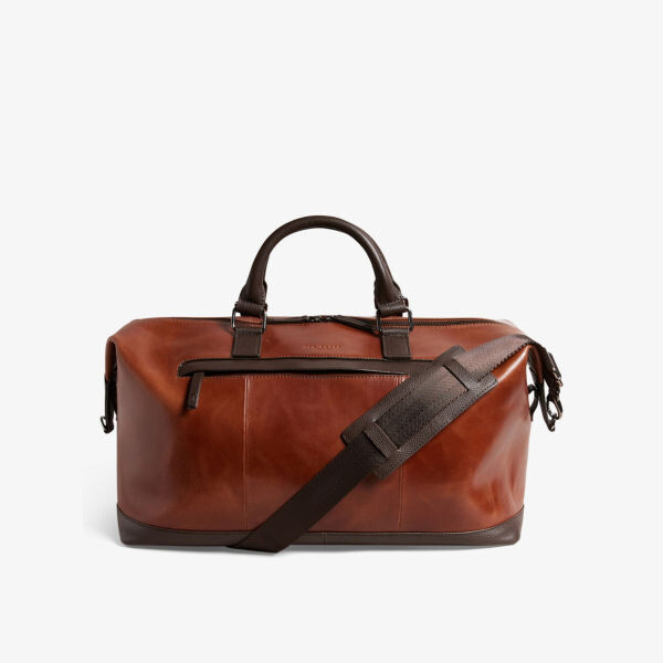 

Кожаная дорожная сумка с тисненым логотипом Ted Baker, цвет tan