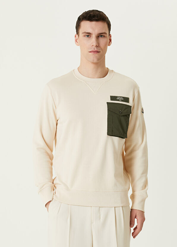 

Толстовка цвета хаки с карманом Moncler, белый