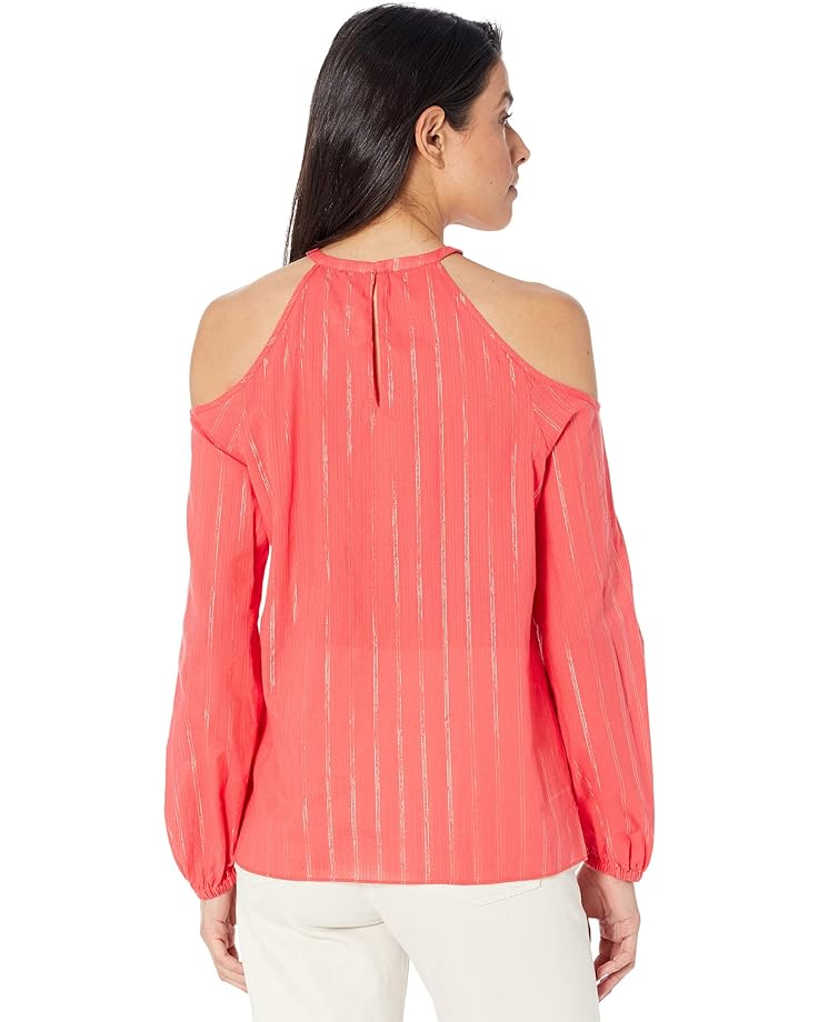 Топ Michael Kors Metallic Stripe Cold-Shoulder Top, цвет Sangria