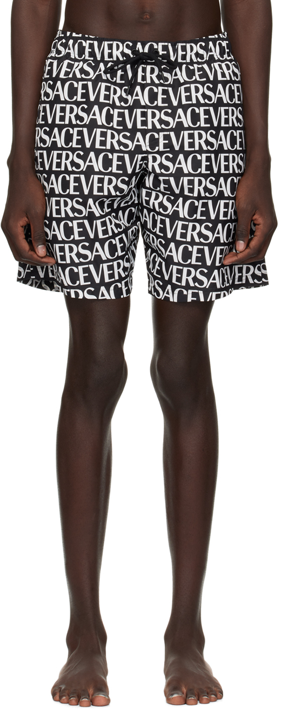 Черные шорты для плавания по всей длине Versace Underwear, цвет Black/White