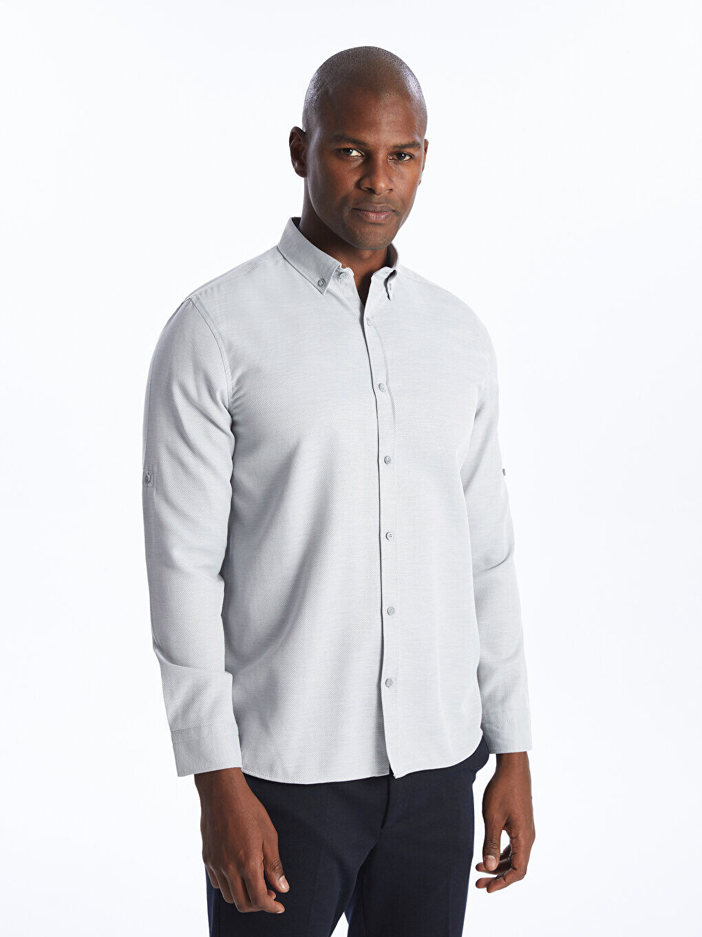 

Мужская рубашка Добби Slim Fit с длинным рукавом LCW Vision, серый