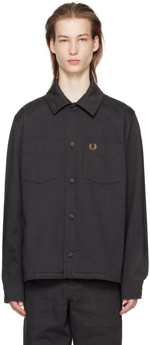 

Серая куртка с узором "в ёлочку" Fred Perry