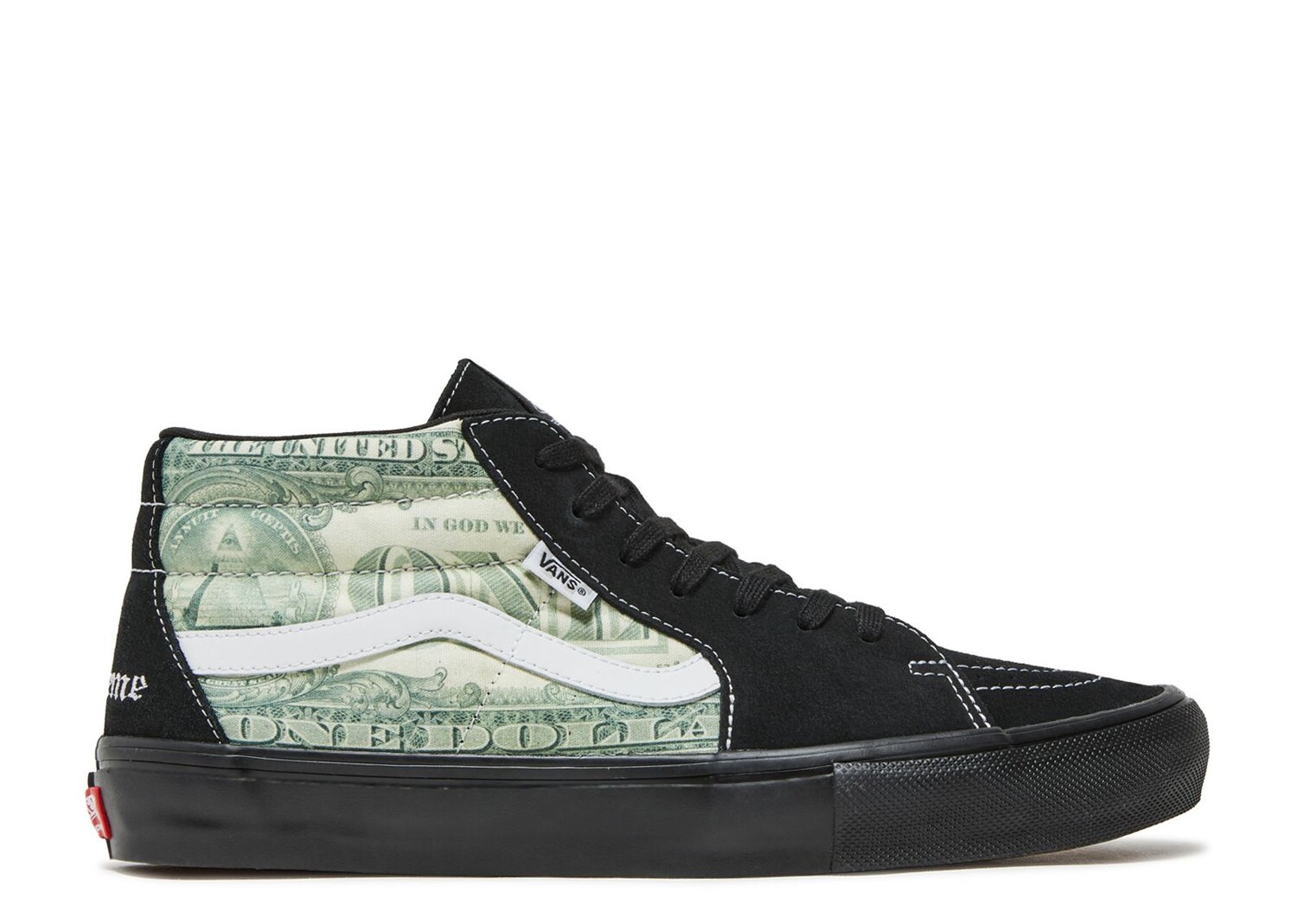 Кроссовки Vans Supreme X Skate Grosso Mid 'Dollar Bill - Black', черный