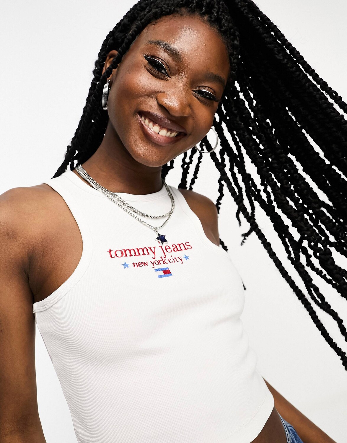 

Белая укороченная майка для малышей Tommy Jeans NYC, Белый