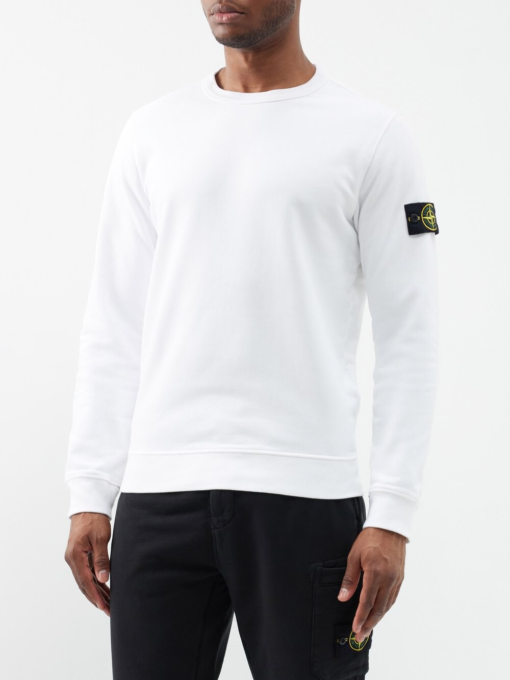 

Толстовка из хлопкового джерси с нашивкой-логотипом Stone Island, белый