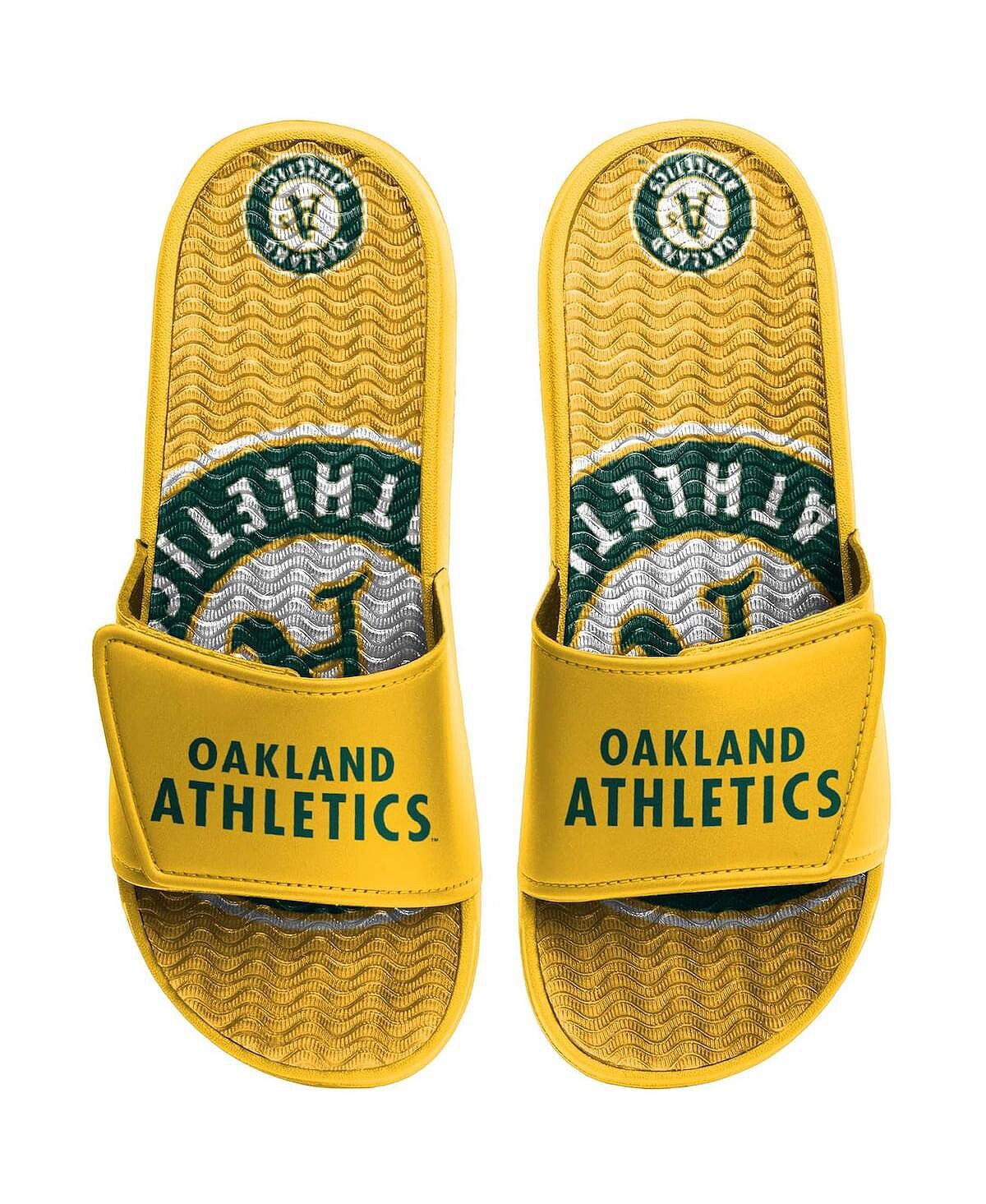 

Мужские зеленые сандалии с гелевыми шлепанцами Oakland Athletics Wordmark FOCO