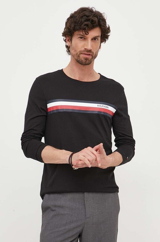 

Хлопковый топ с длинными рукавами Tommy Hilfiger, черный