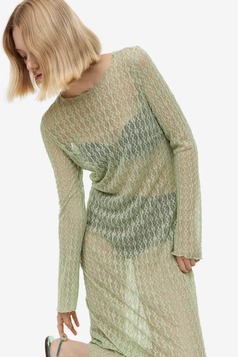 цена Кружевное платье H&M, зеленый