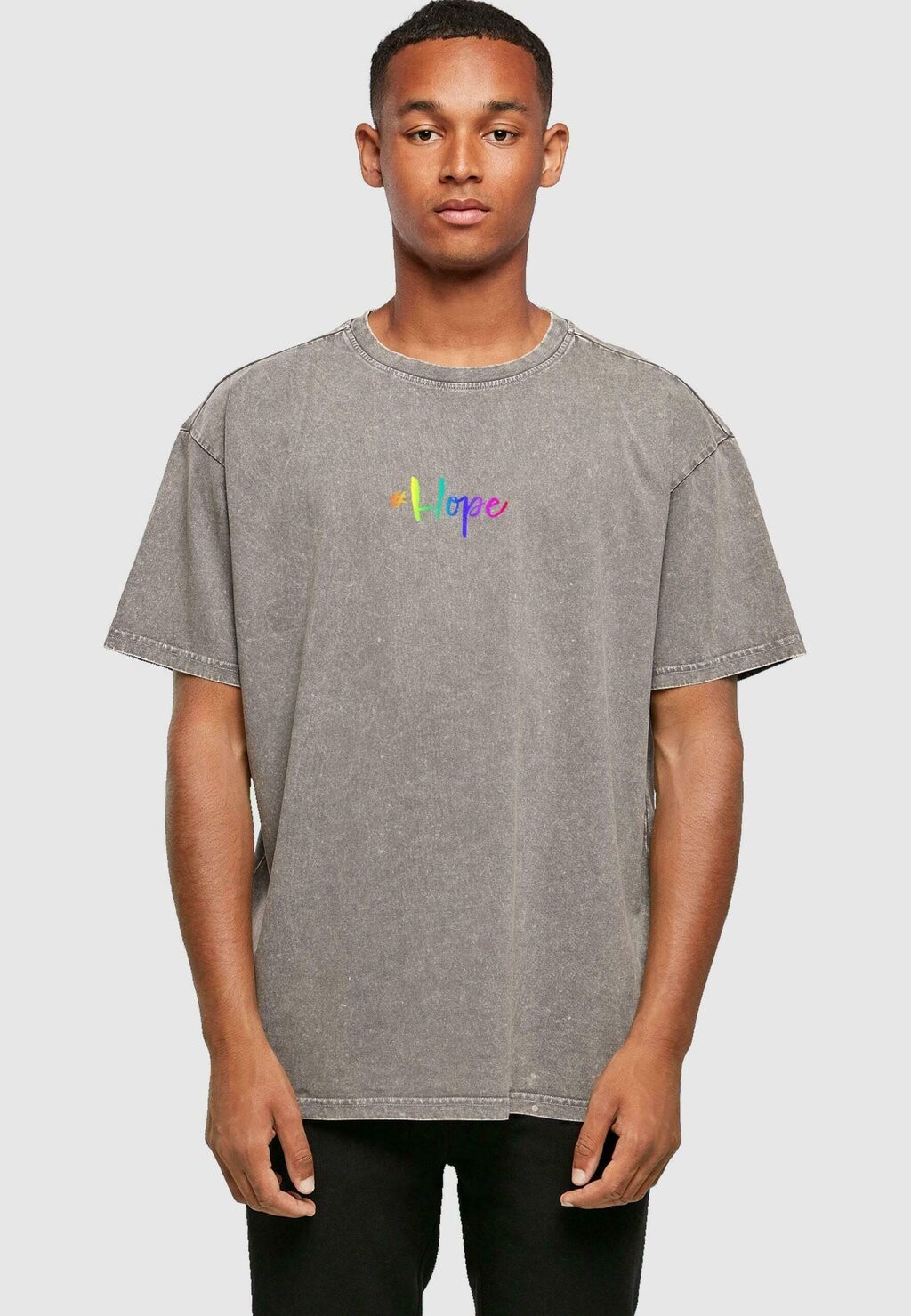 

Футболка с принтом HOPE RAINBOW ACID WASHED HEAVY Merchcode, цвет asphalt
