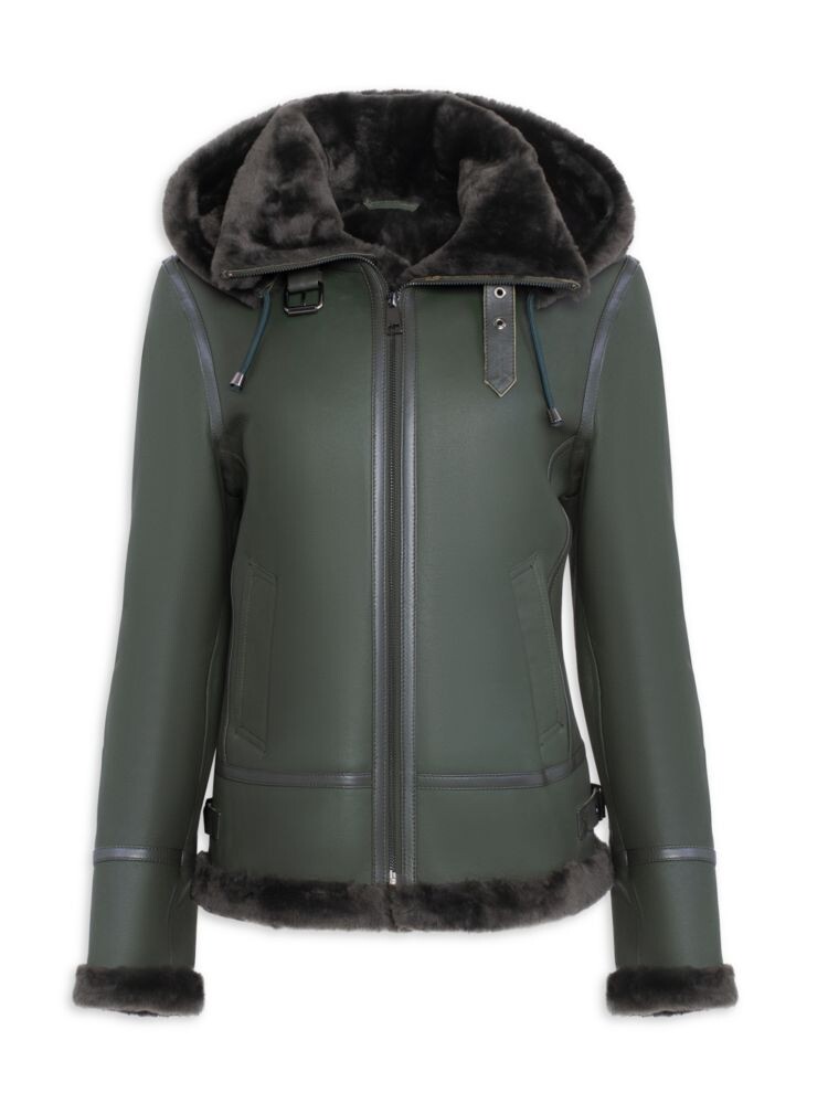 

Куртка из овчины классического кроя с капюшоном Made For Generations Wolfie Furs, цвет Army Green