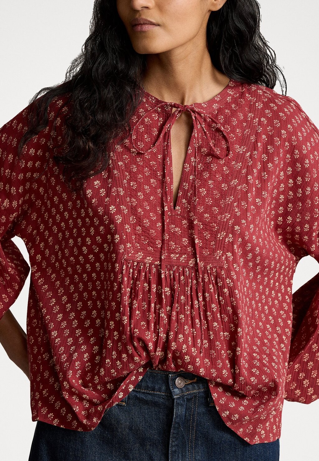 

Блуза COTTON GAUZE TIE NECK BLOUSE Ralph Lauren, сирень