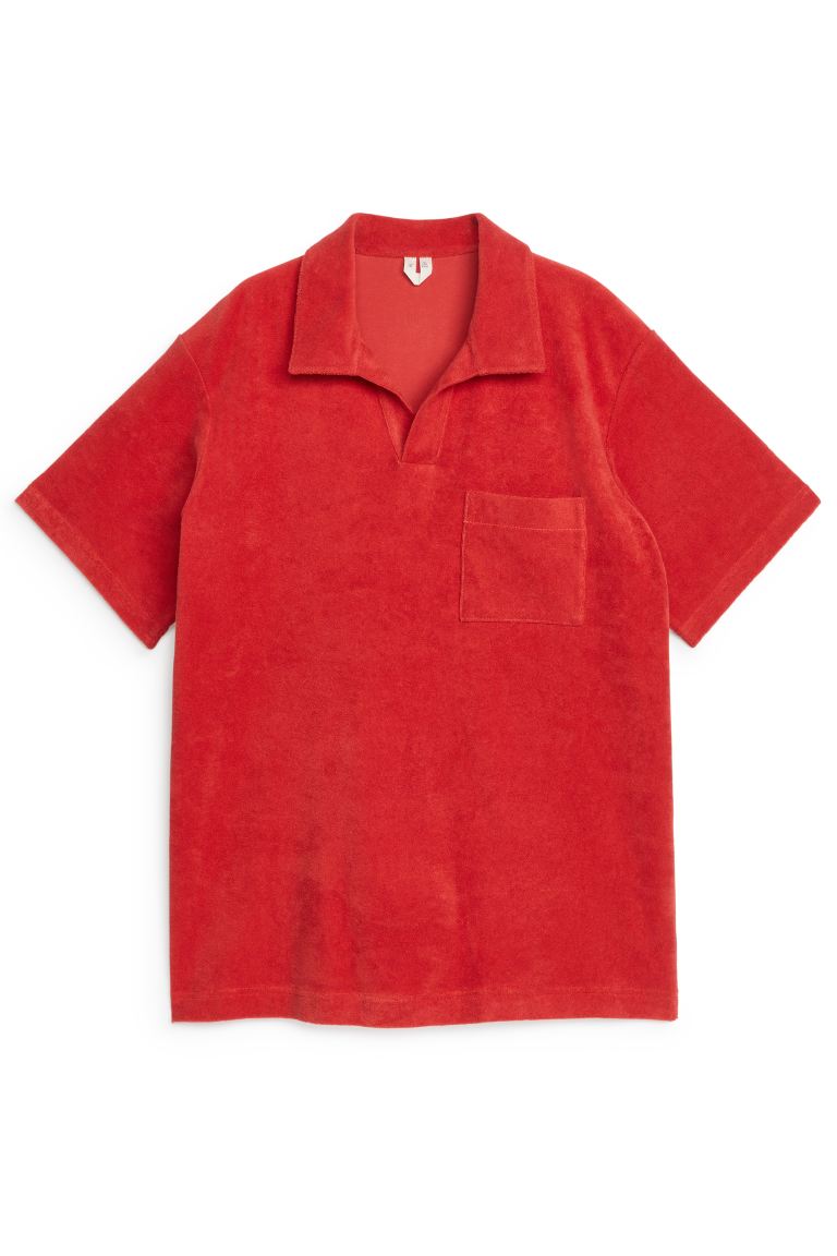 цена Рубашка-Поло из хлопковой махры Arket, красный