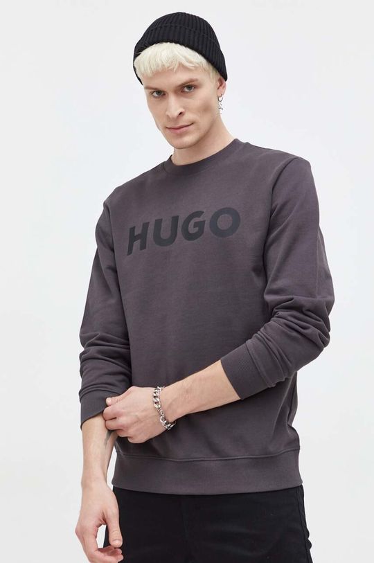 Хлопковая толстовка Hugo, серый