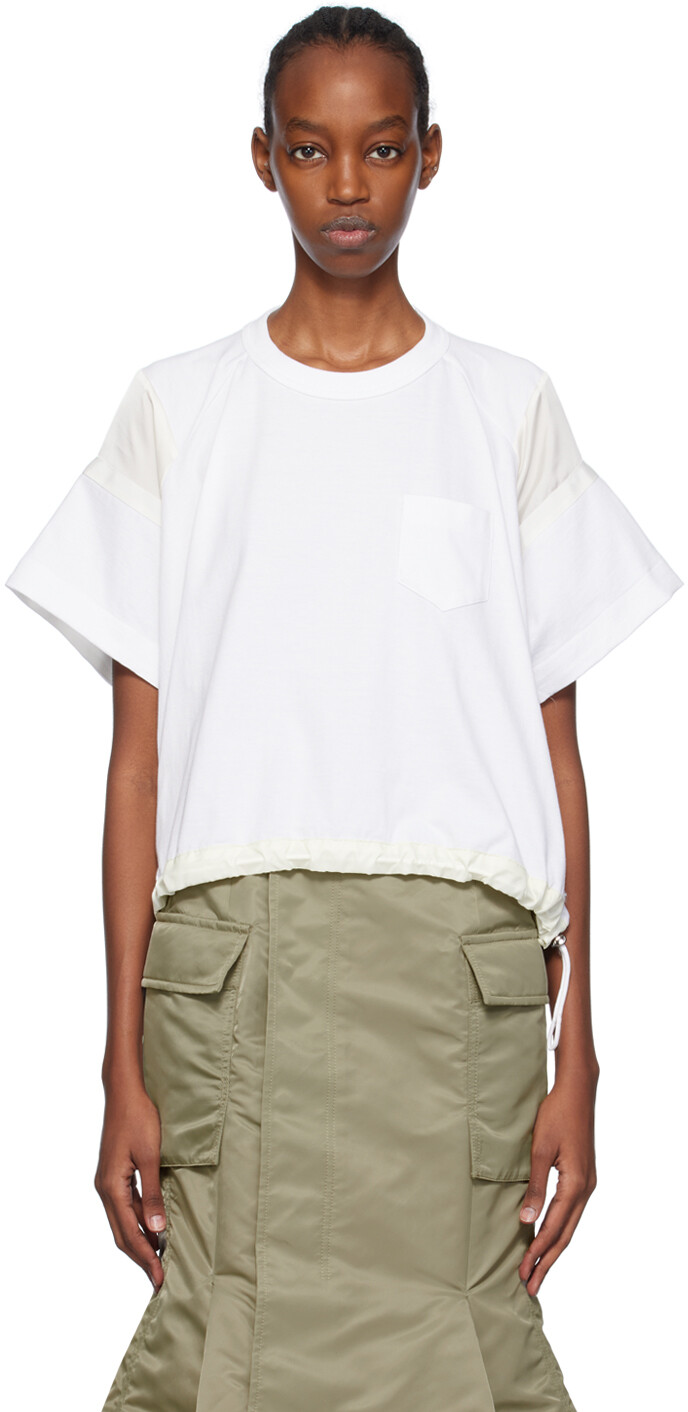 

Белая футболка со вставками Sacai, цвет White