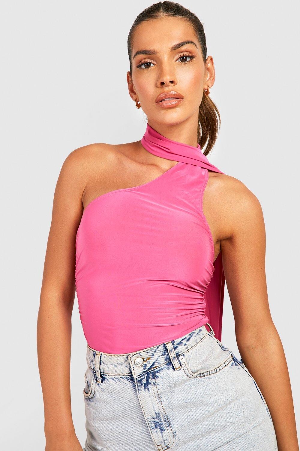 

Боди-шарф с запахом Boohoo, розовый