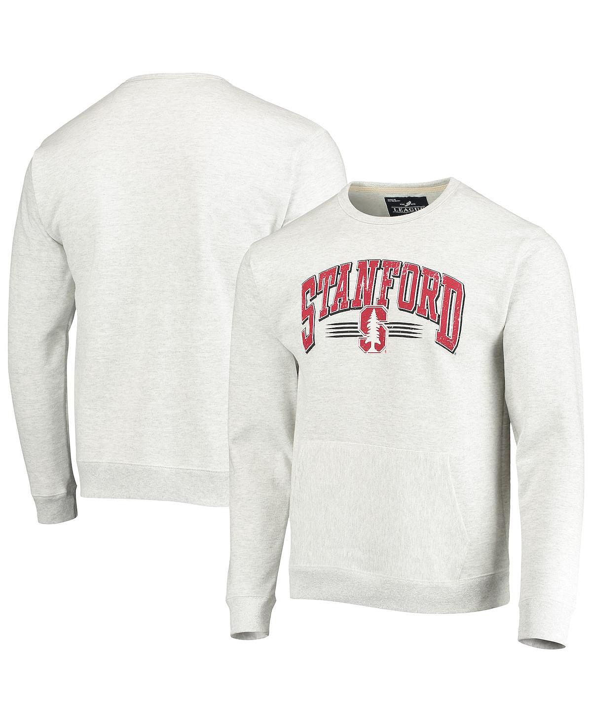 Мужской серый пуловер с карманами Stanford Cardinal Upperclassman с принтом меланжевого цвета League Collegiate Wear