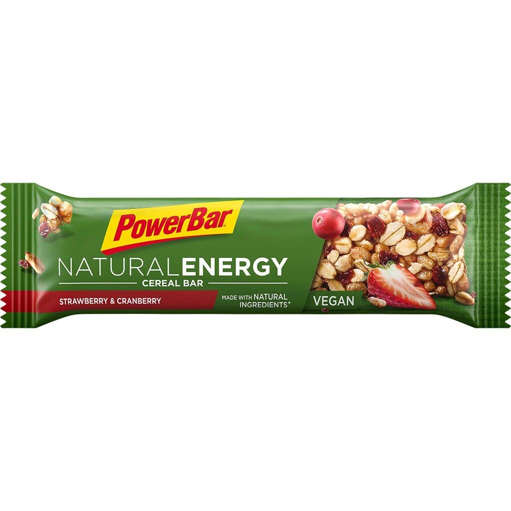 

Powerbar Natural Energy Cereal Bar - веганский энергетический батончик, вкус: клубника и клюква.