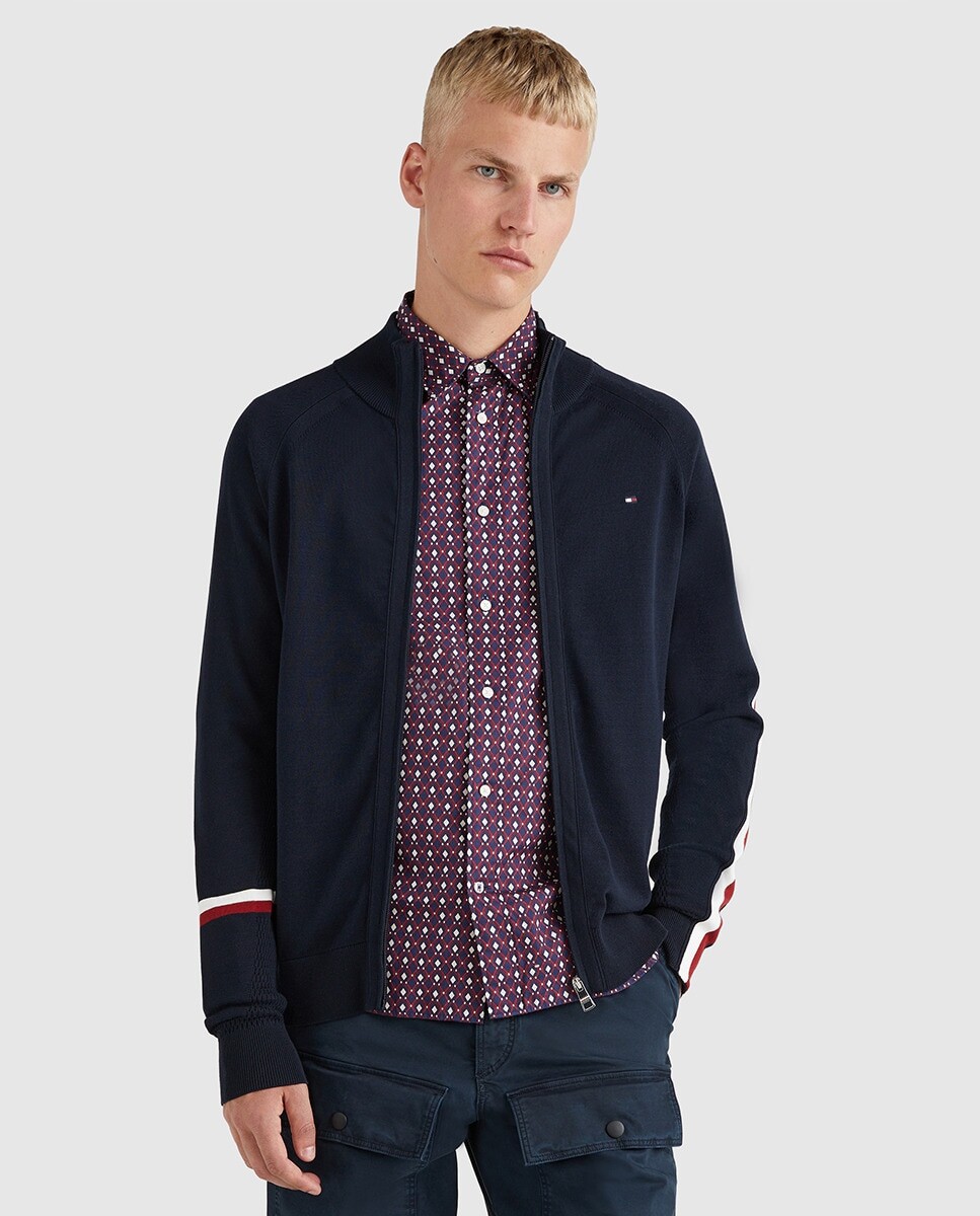 

Мужская вязаная куртка на молнии Tommy Hilfiger, темно-синий