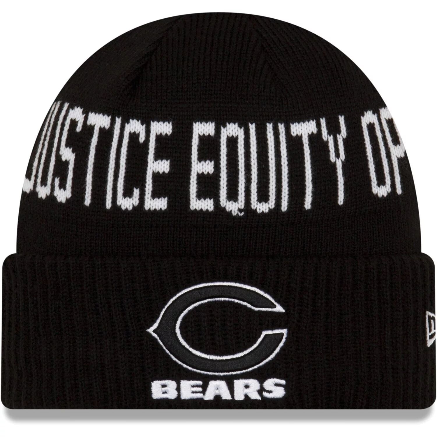 

Мужская черная вязаная шапка New Era с манжетами Chicago Bears Primary Social Justice