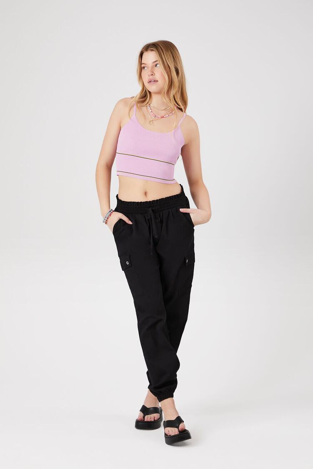 

Джоггеры-карго на шнурке Forever 21, черный