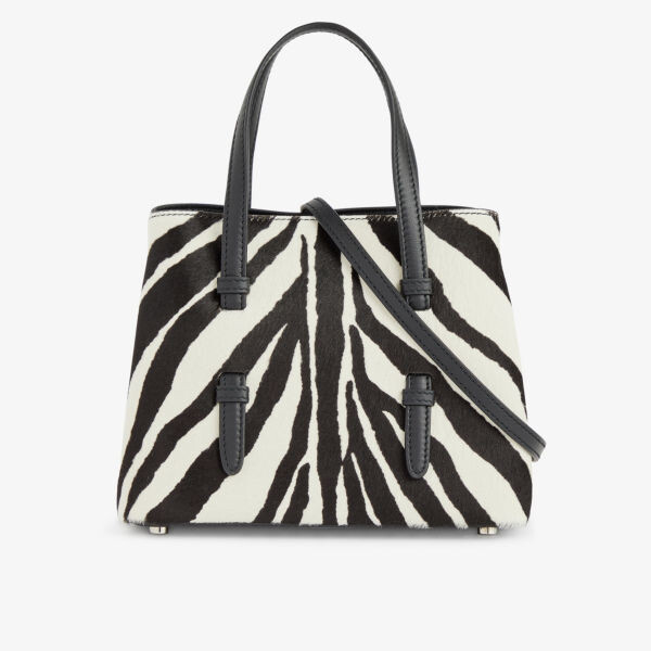 

Сумка mina 20 с зебровым узором и верхней ручкой Alaia, цвет blanc/noir