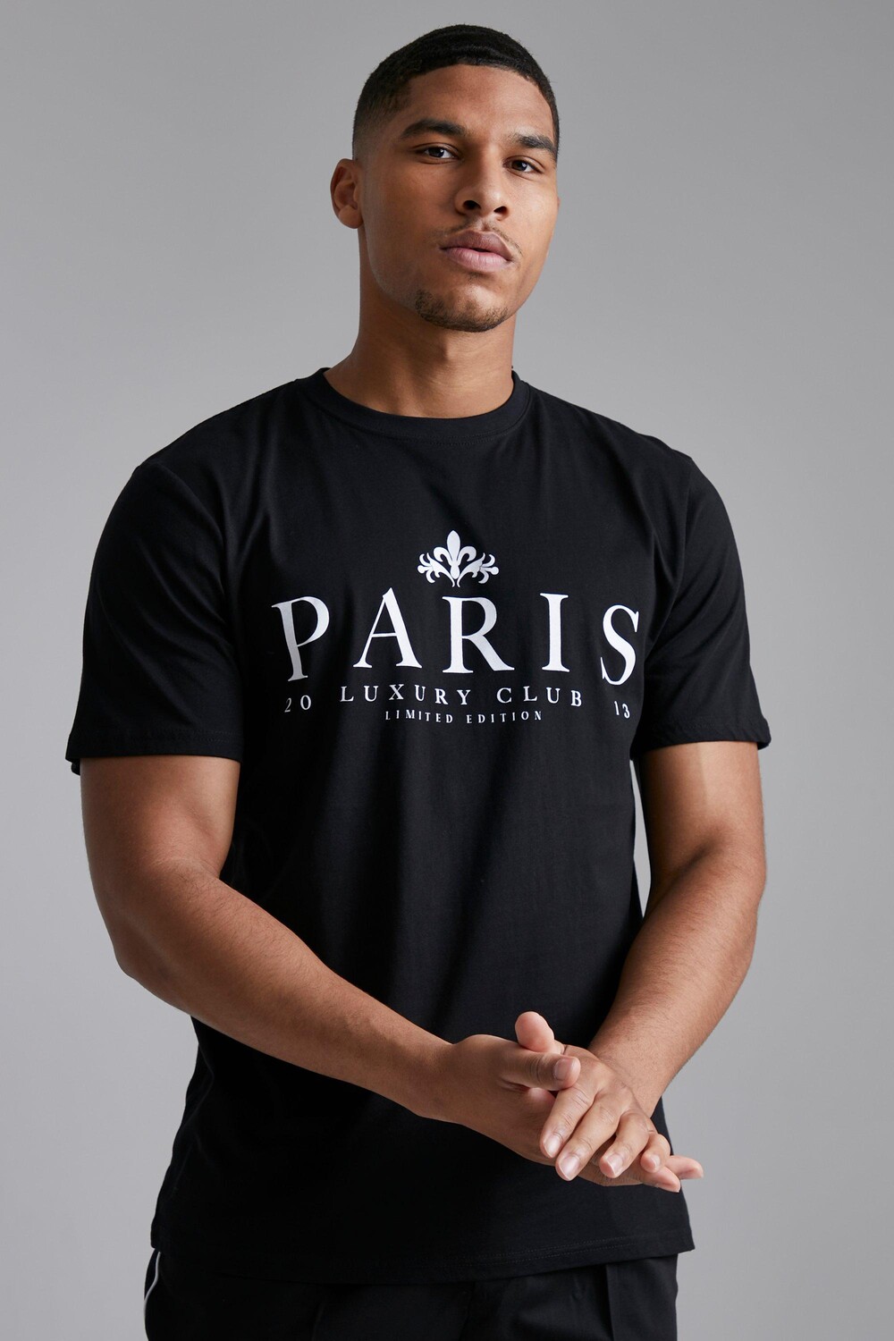 

Футболка с принтом tall paris city Boohoo, черный