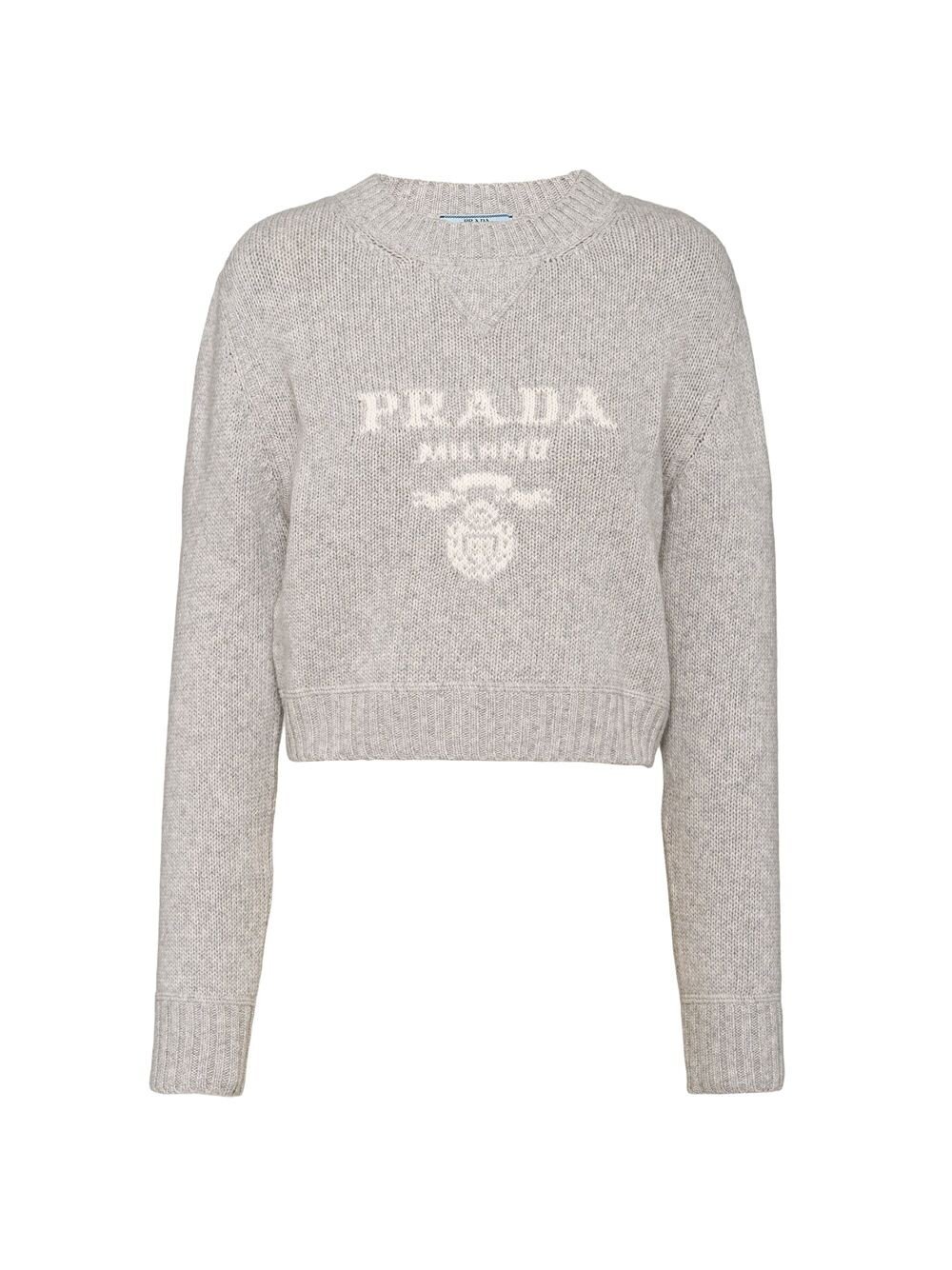 

Свитер с круглым вырезом из шерсти и кашемира Prada, серый