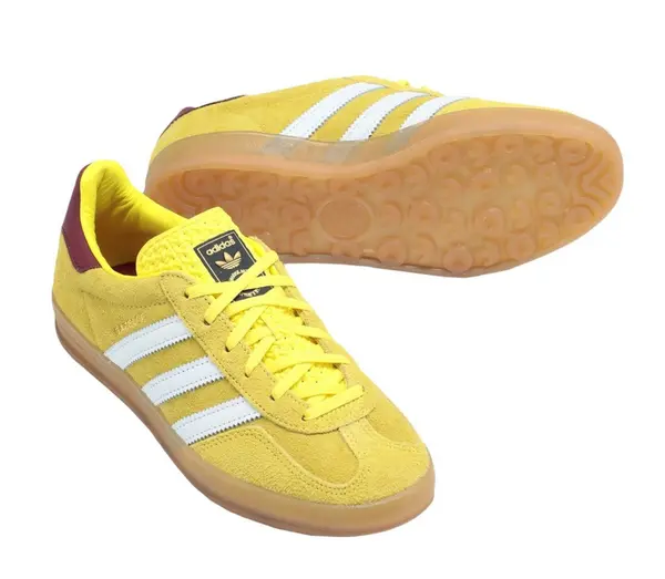 WMNS Adidas Originals Gazelle Indoor Shoes Bright Yellow Burgundy