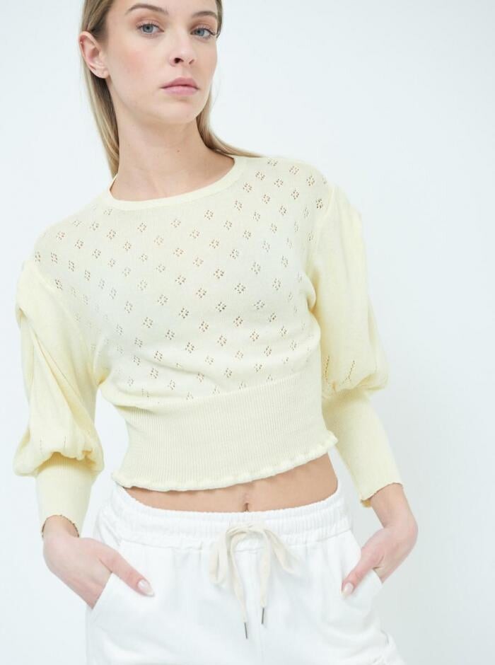 

Мини-свитер из хлопка с рукавом 3/4, цвет Lemon chiffon
