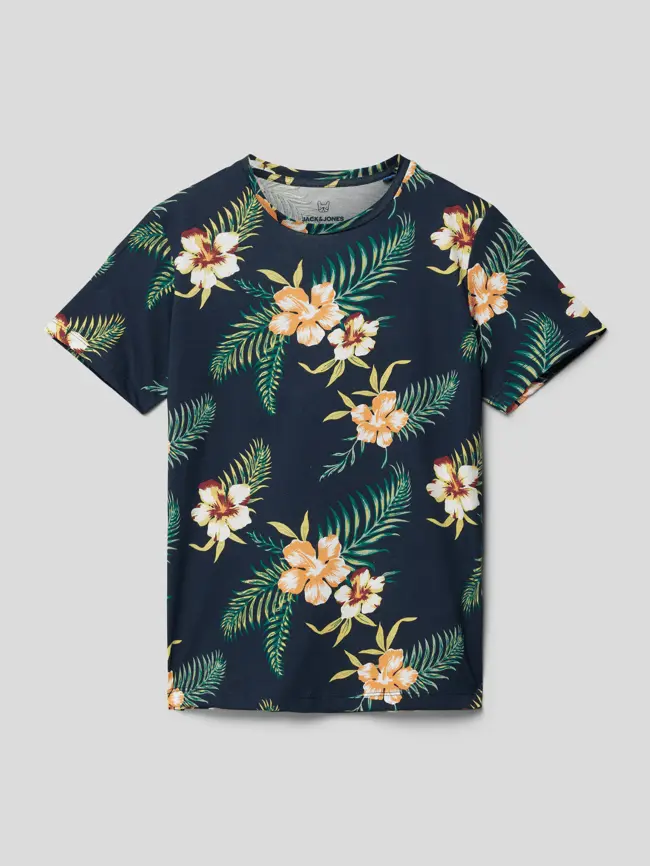 

Футболка с цветочным узором Jack & Jones, темно-синий