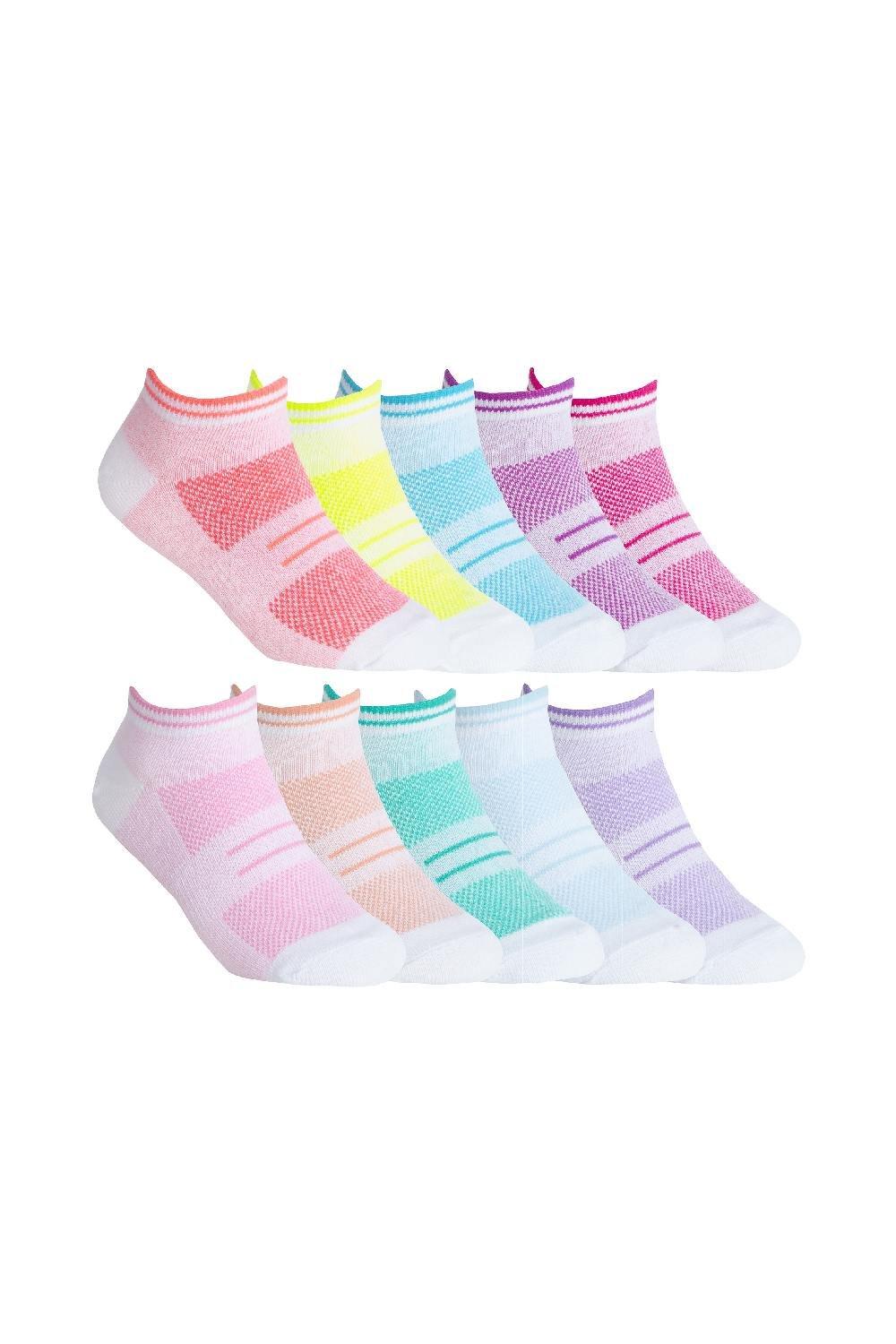 10 пар низких цветных дышащих хлопковых носков для тренировок Sock Snob, мультиколор