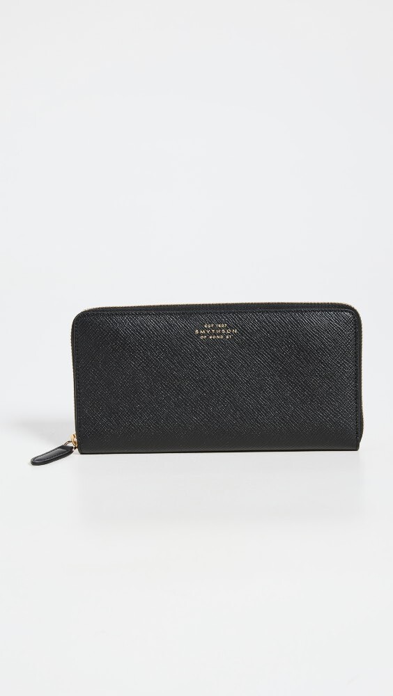

Кошелек Smythson Large Zip Around, черный