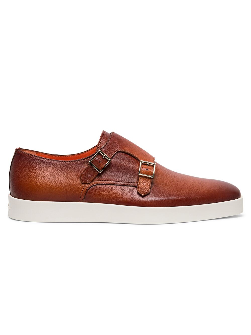 

Кожаные мокасины с ремешком и двойной пряжкой Santoni, коричневый