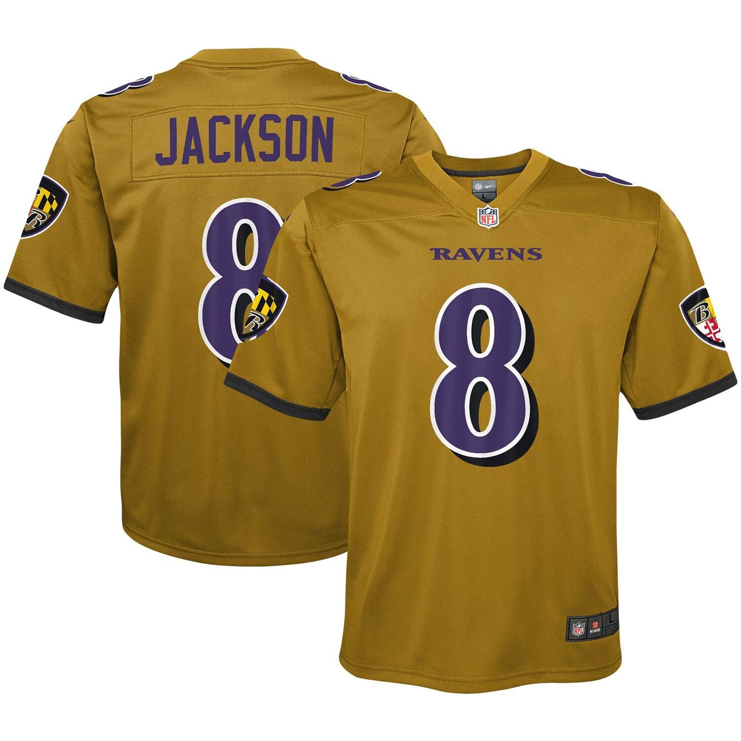 

Молодежная майка Nike Lamar Jackson Gold Baltimore Ravens Inverted Game Nike