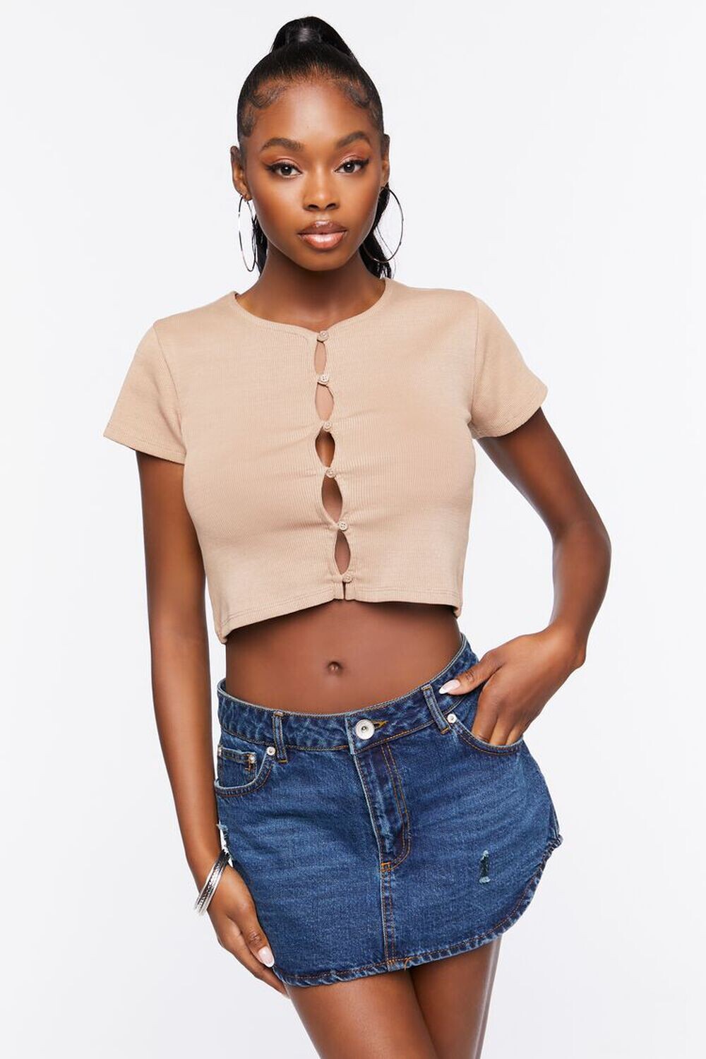 

Укороченная футболка с бесшовным вырезом Forever 21