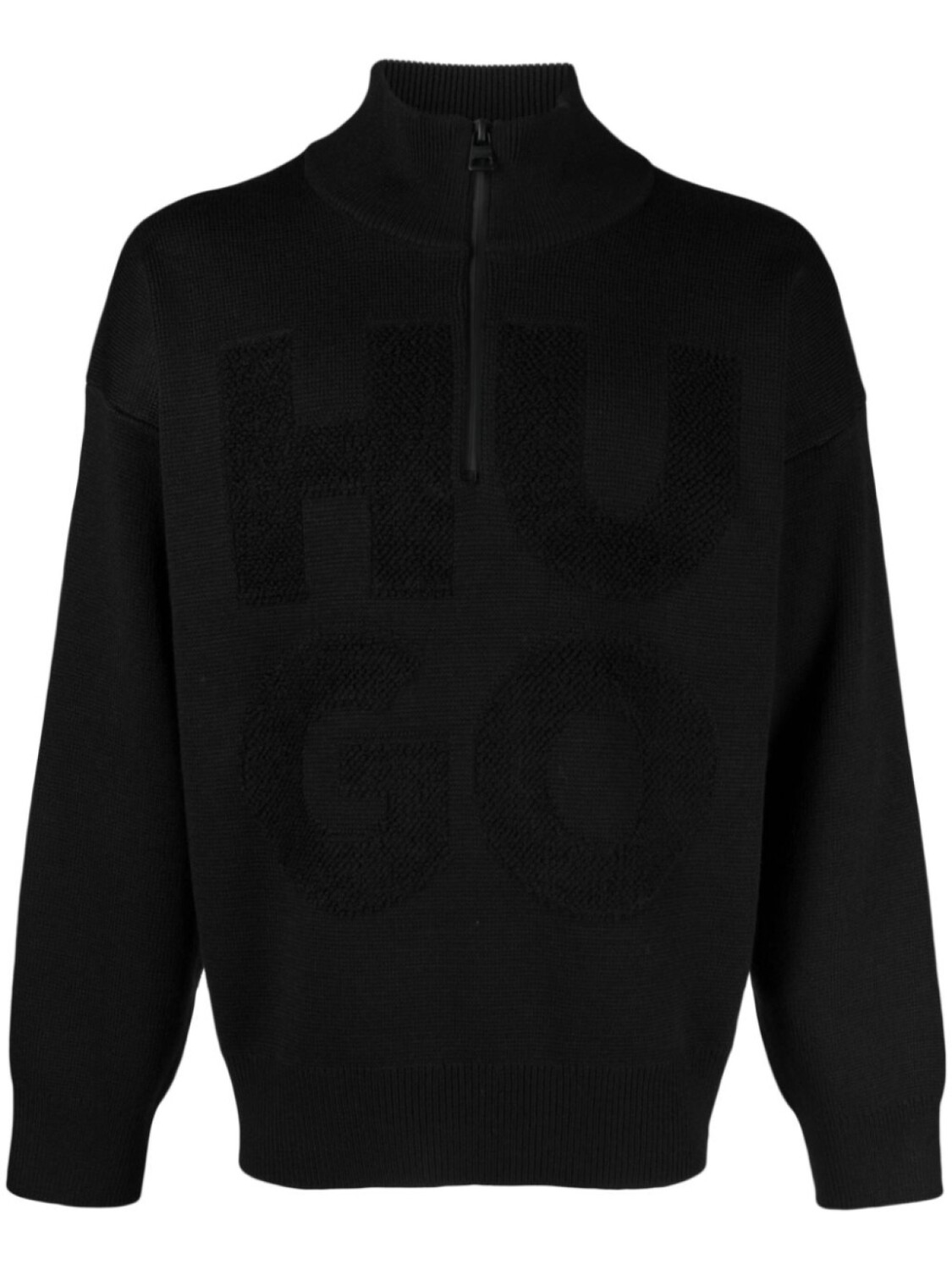 

HUGO джемпер с жаккардовым логотипом, черный