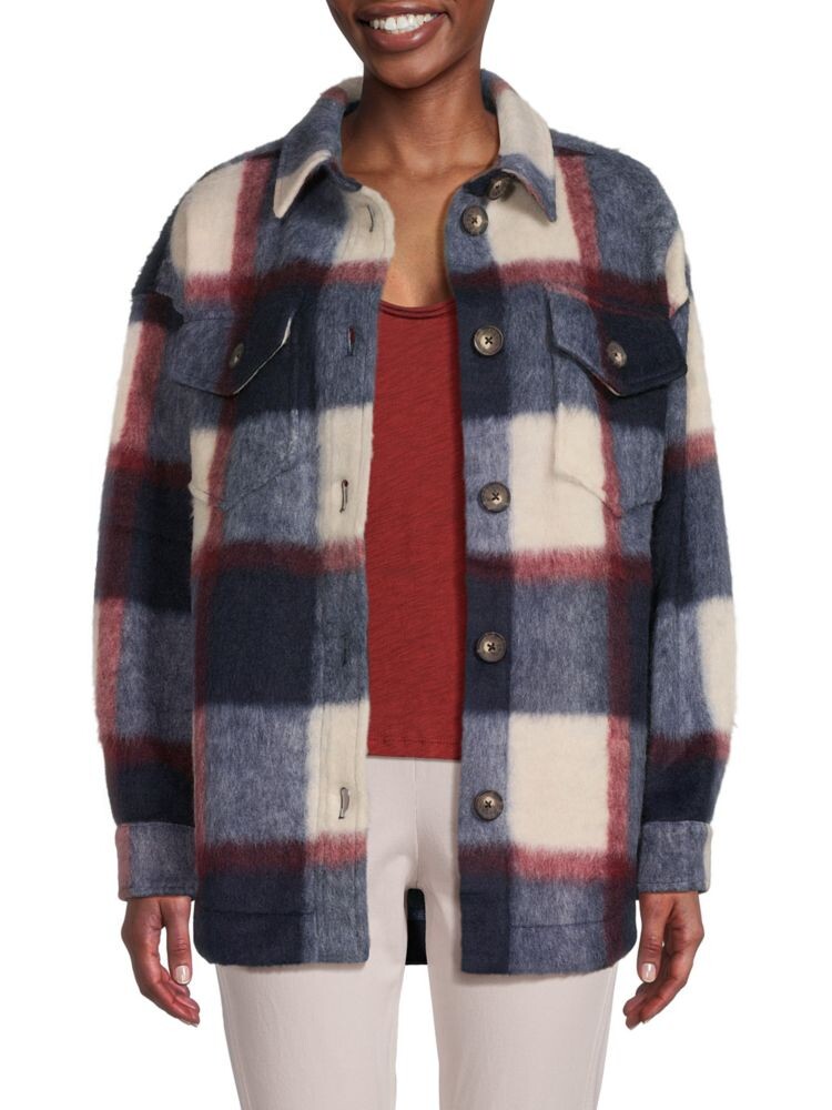 

Куртка-рубашка в клетку с начесом Marine Layer, цвет Blue Plaid