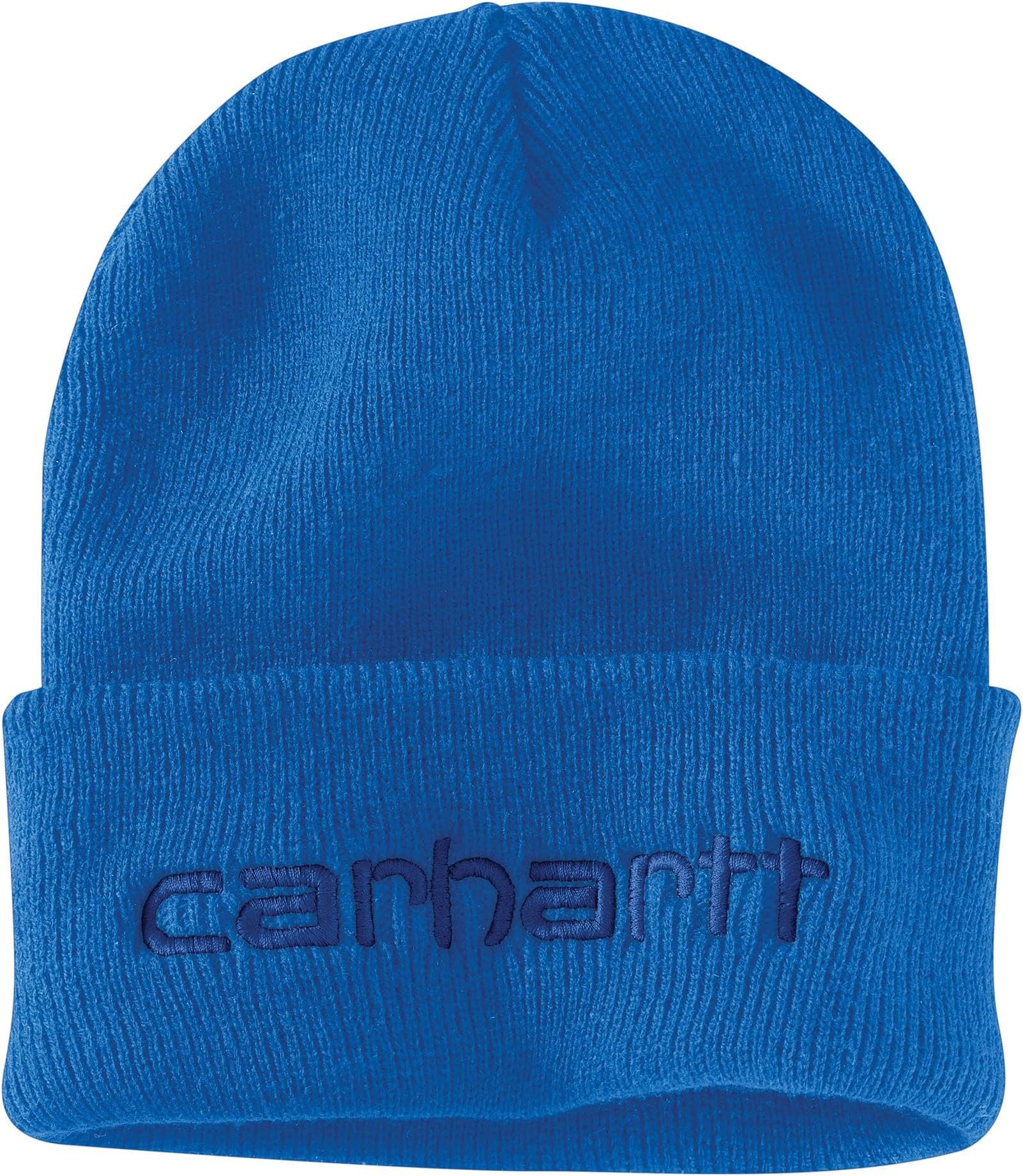 цена Вязаная утепленная шапка с логотипом и графическим манжетом Carhartt, цвет Blue Glow
