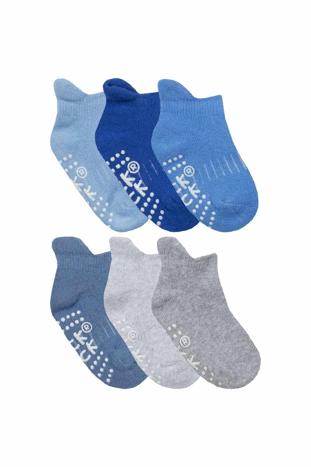 12 пар детских нескользящих хлопковых носков с захватами для тренировок по щиколотку Sock Snob, синий