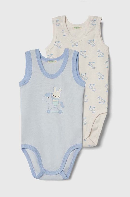 2 комплекта хлопкового боди для новорожденных и малышей United Colors of Benetton, синий