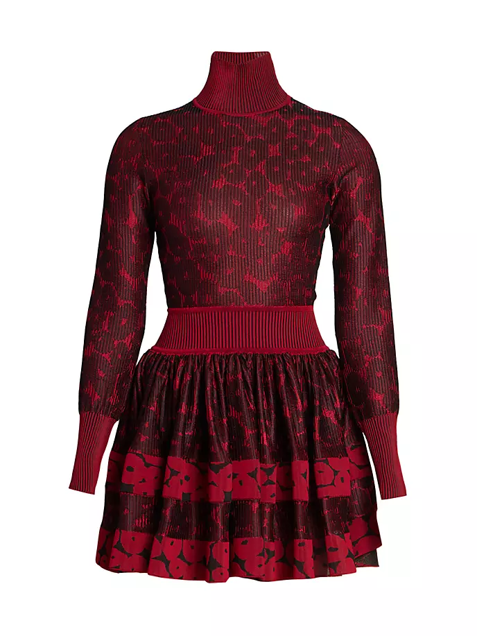 

Мини-платье в рубчик с длинными рукавами Alaïa, баклажан, Фиолетовый
