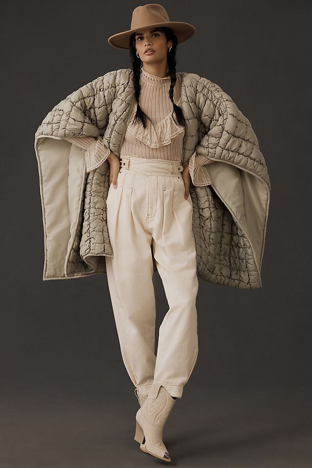 

Кимоно-пуховик Anthropologie, темно-зеленый