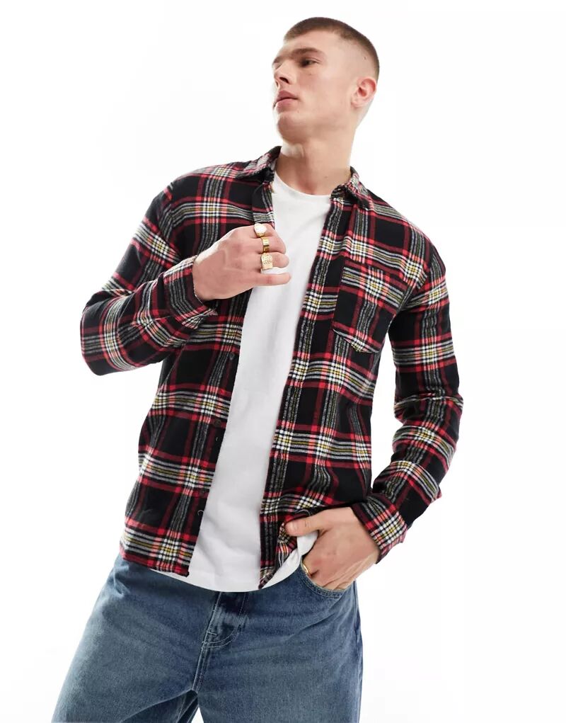 

Черная рубашка оверсайз в клетку Jack & Jones Originals