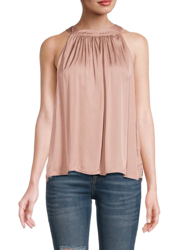 

Атласный топ со сборками и завязкой на спине Velvet, цвет Rose Gold