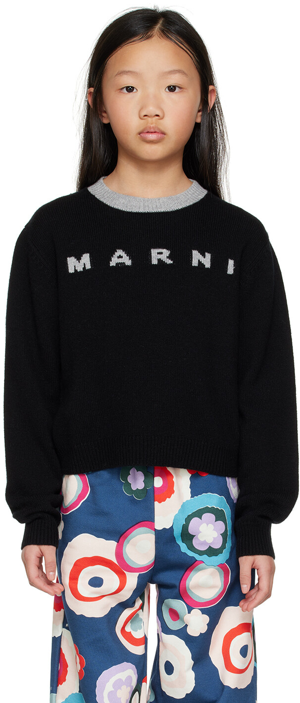 

Детский черный свитер интарсии Marni