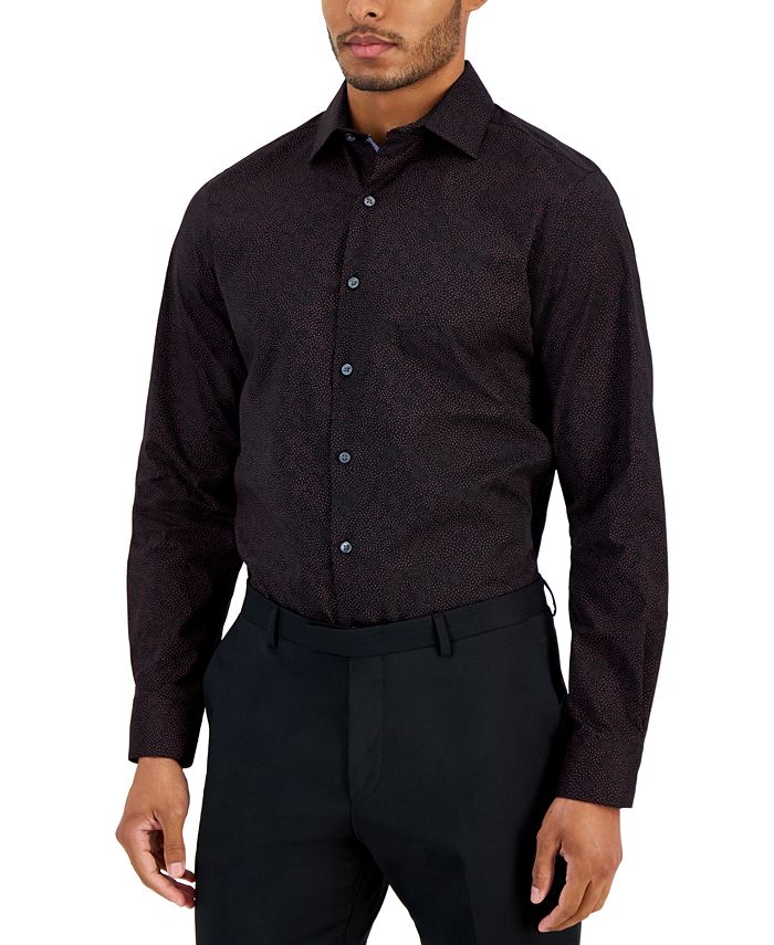 цена Мужская классическая рубашка узкого кроя с точечным принтом Bar III, черный