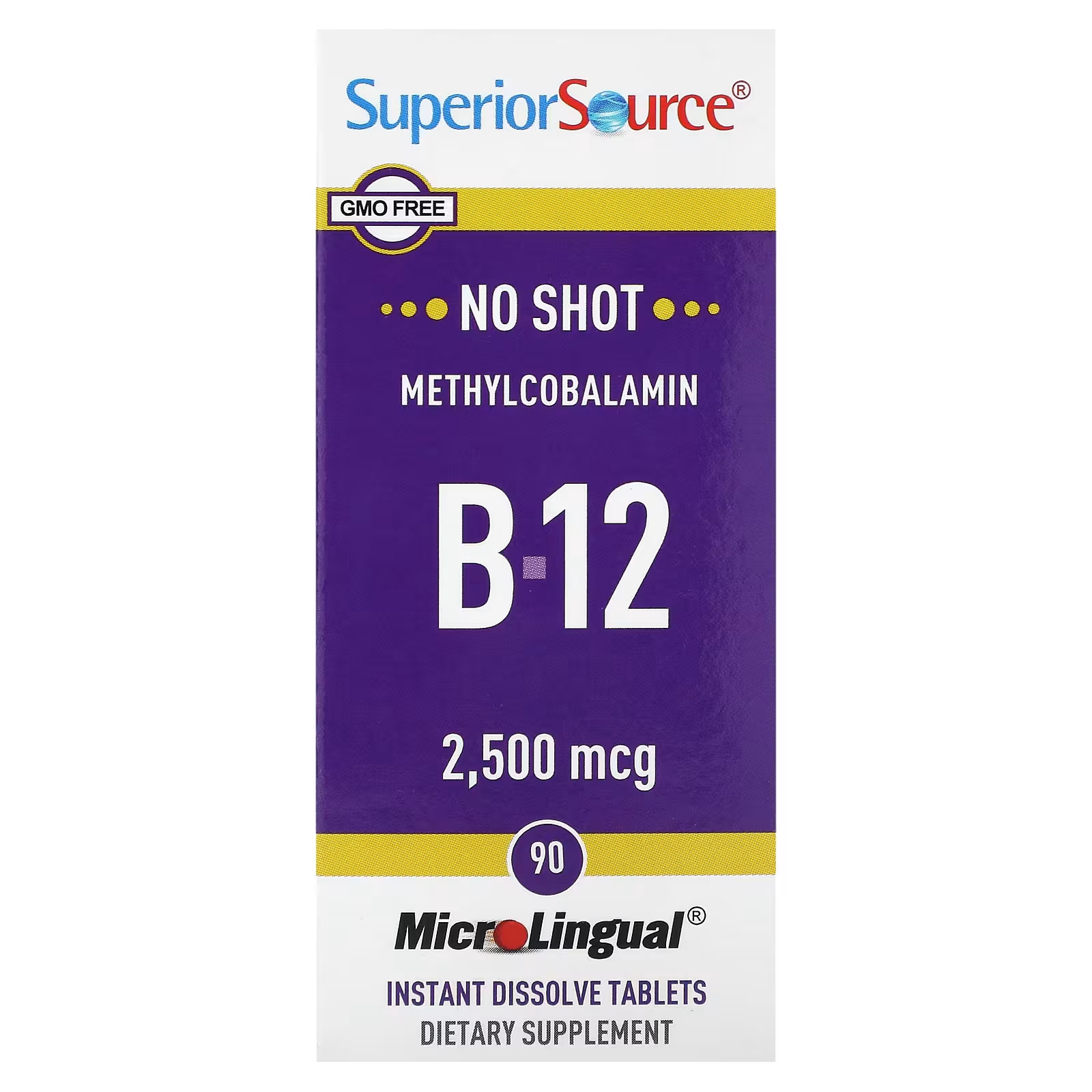 Метилкобаламин B-12 Superior Source, 90 растворяющихся таблеток superior source метилкобаламин b 12 10000 мкг 30 микролингвальных быстрорастворимых таблеток