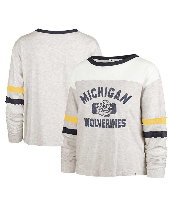 

Женская овсяная футболка с длинными рукавами Michigan Wolverines Vault All Class Lena '47 Brand, тан/бежевый